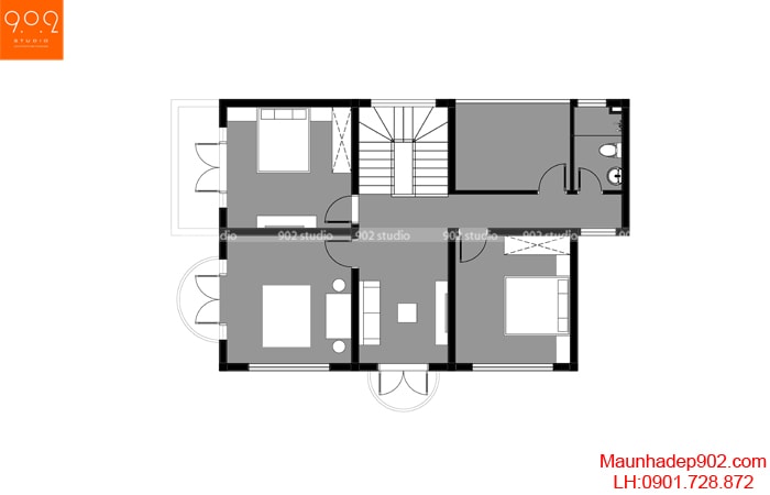 Các mẫu thiết kế nhà 2 tầng 3 phòng ngủ theo diện tích 2023
