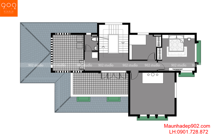Mẫu thiết kế nhà mái thái 3 tầng mặt phố đẹp - BT129