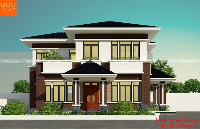 Chia sẻ mẫu thiết kế nhà 2 tầng 5 phòng ngủ 100m2 mái thái hiện đại ở Ninh  Bình BT521040  Kiến trúc Angcovat