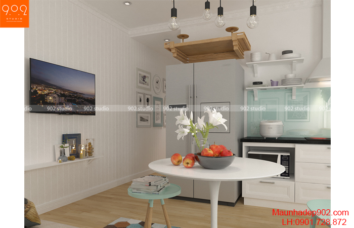 Thiết kế nội thất phòng bếp chung cư 50m2 - NT26